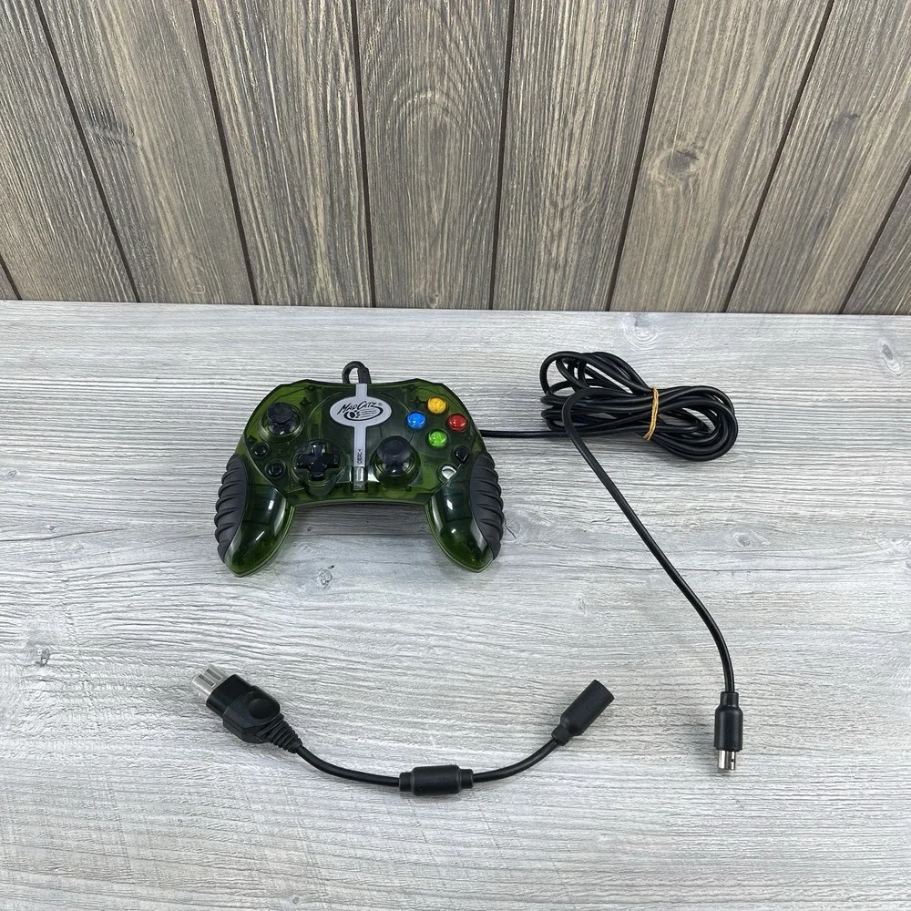 Mad Catz Turbo Gaming Controller Clear & Green Wired Original Xbox